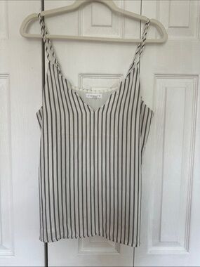 Society Black & White Vertical Stripe V-Neck Cami